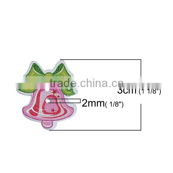 Wood Sewing Buttons Scrapbooking 2 Holes Christmas Jingle Bell At Random Bowknot Pattern