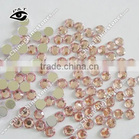 Silver foiled flat back acrylic rhinestone crystal beads 10MM pink