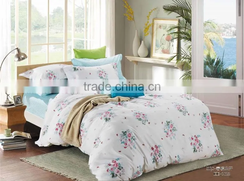 Wholesale Hotel cotton 200TC printing Bedsheet Set for family inn