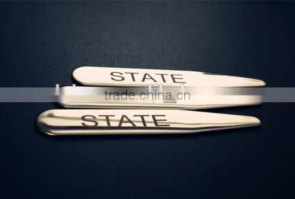Customize Metal Stainless Steel Collar Stays w Logo Assorted Sizes 2017