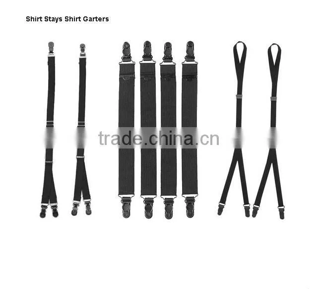 Straight,Stirrup,Y Style Shirt Stays Shirt Holders with Locking Clamps- Black 4pack