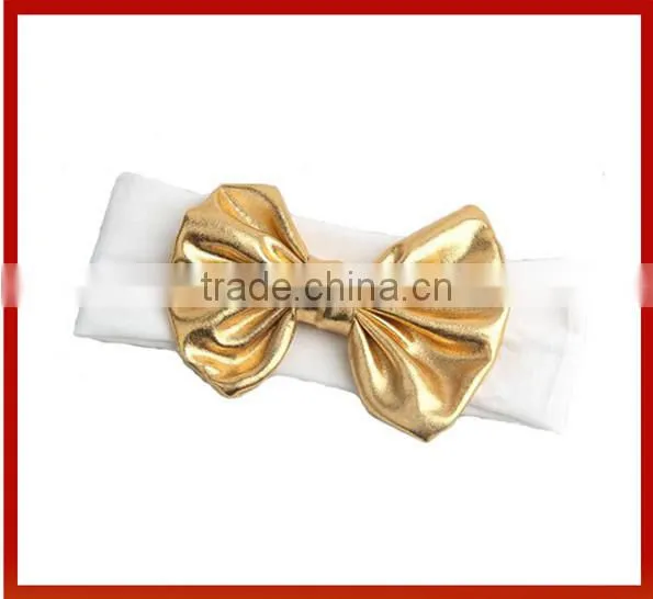 New Design 2015 Hair Crown Children Fabric Bow Design Baby Headband/Korean Design Baby Headband With Bows