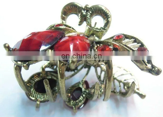 Bronze Crystal Rhinestone butterfly Hair Clip