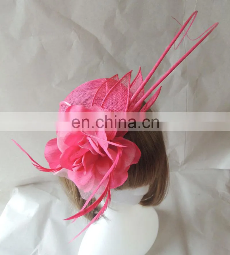 Wholesale Handmade Feathers Ribbon Bow Headband Fascinator Millinery Cocktail Hat White