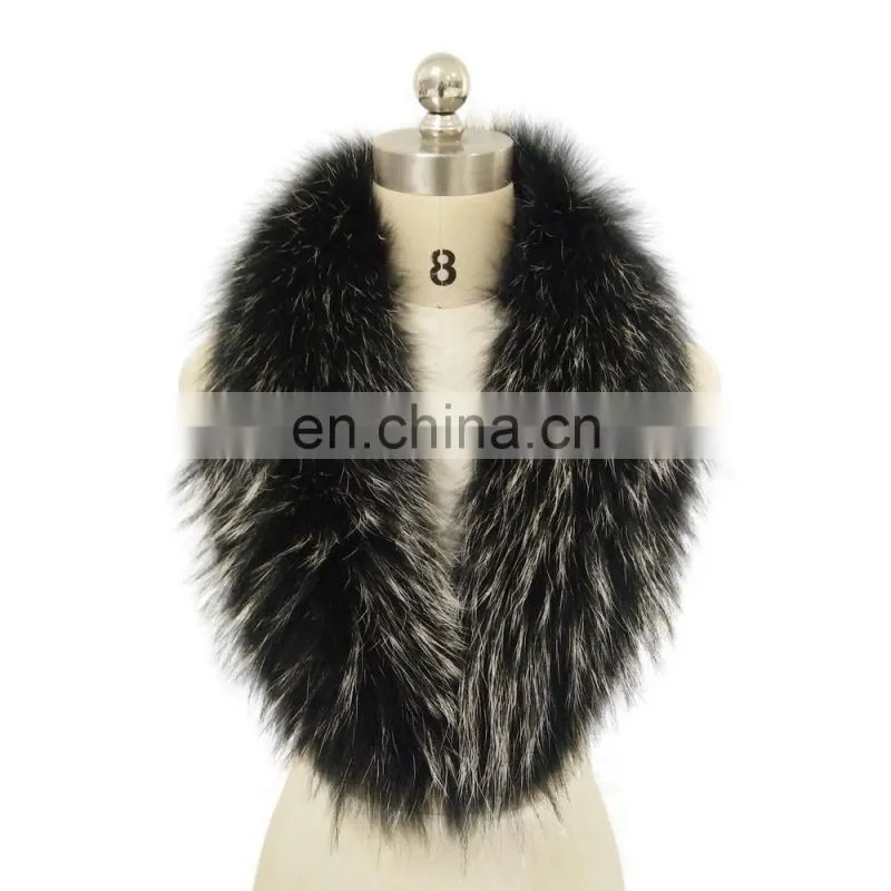 Large Natural Raccoon Fur Hood Trim for Jacket Dyed Fur Collar Wrap Scarf
