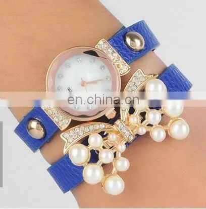 European fashion ladies bracelet watch bowknot retro winding watch butterfly pearl bracelet watches