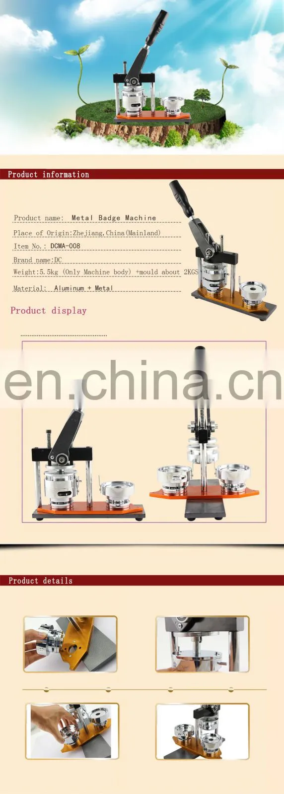 2 1/4" 58mm pin badge machine button making machine