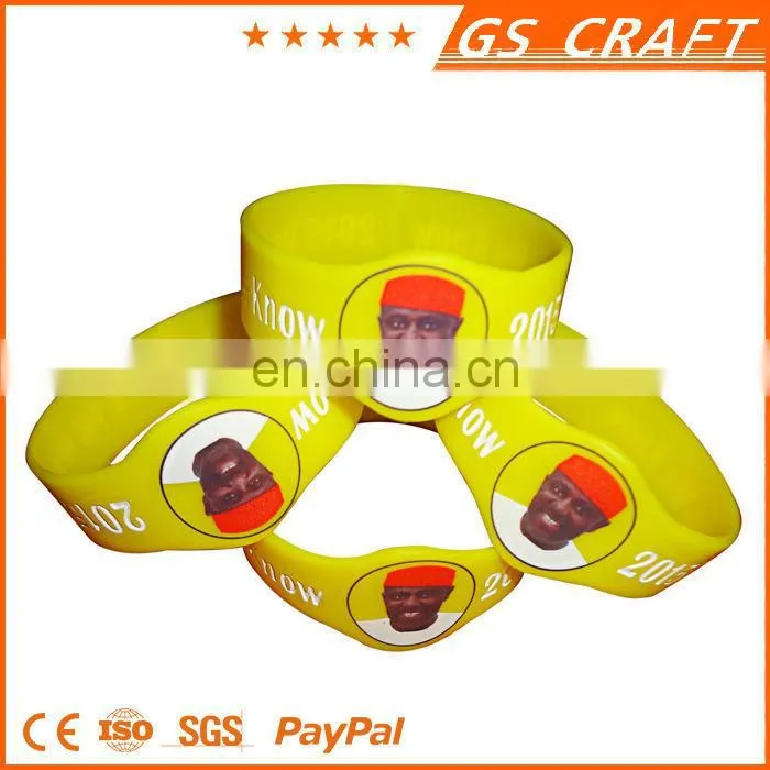 silicone bracelet glowing in dark with printed logo/green color luminous silicone bracelet /best for gifts to friends