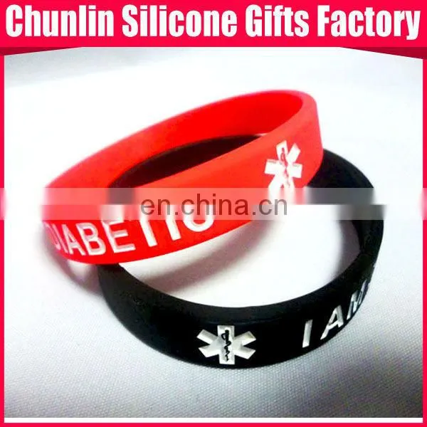 Diabetic silicone medical alert bracelet