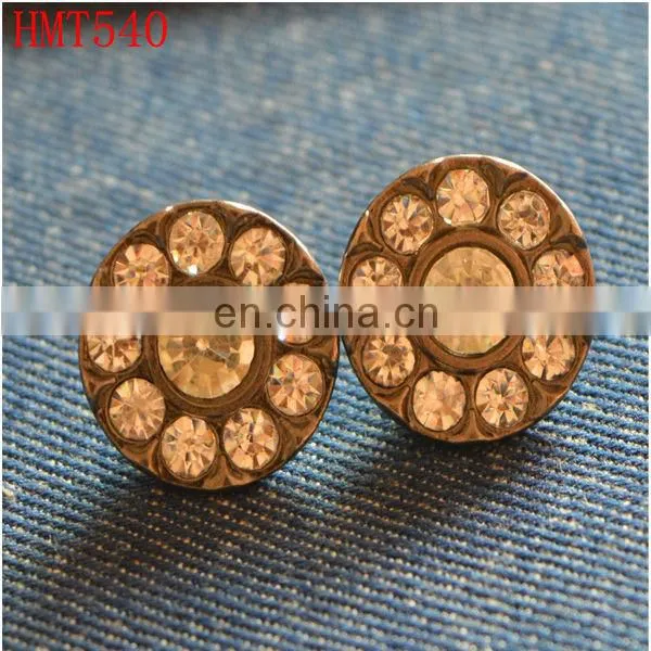 zinc alloy old nickel color jeans button with diamond