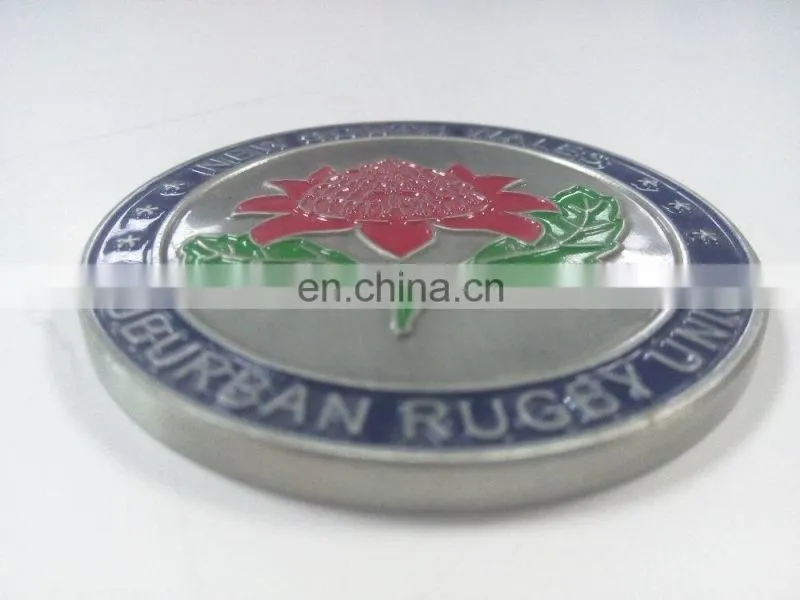 Personalized design and logo zinc alloy casting coin antique silver commemorative double-side coin with flower and ear of wheat