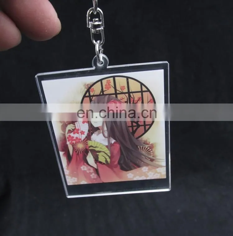 New design promotional gift square keychain acrylic
