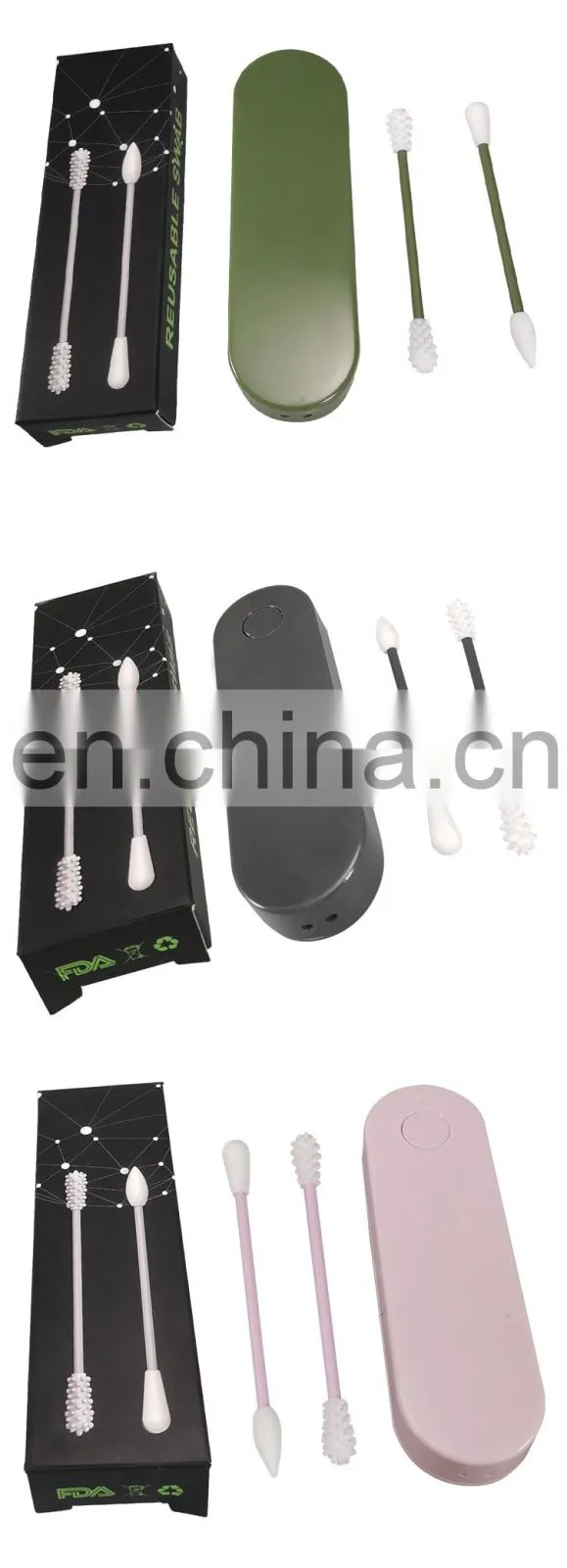 Reusable Cotton Swab Ear Cleaning Silicone Washable Makeup Swabs Sticks Soft Flexible Make Up Tools Kit