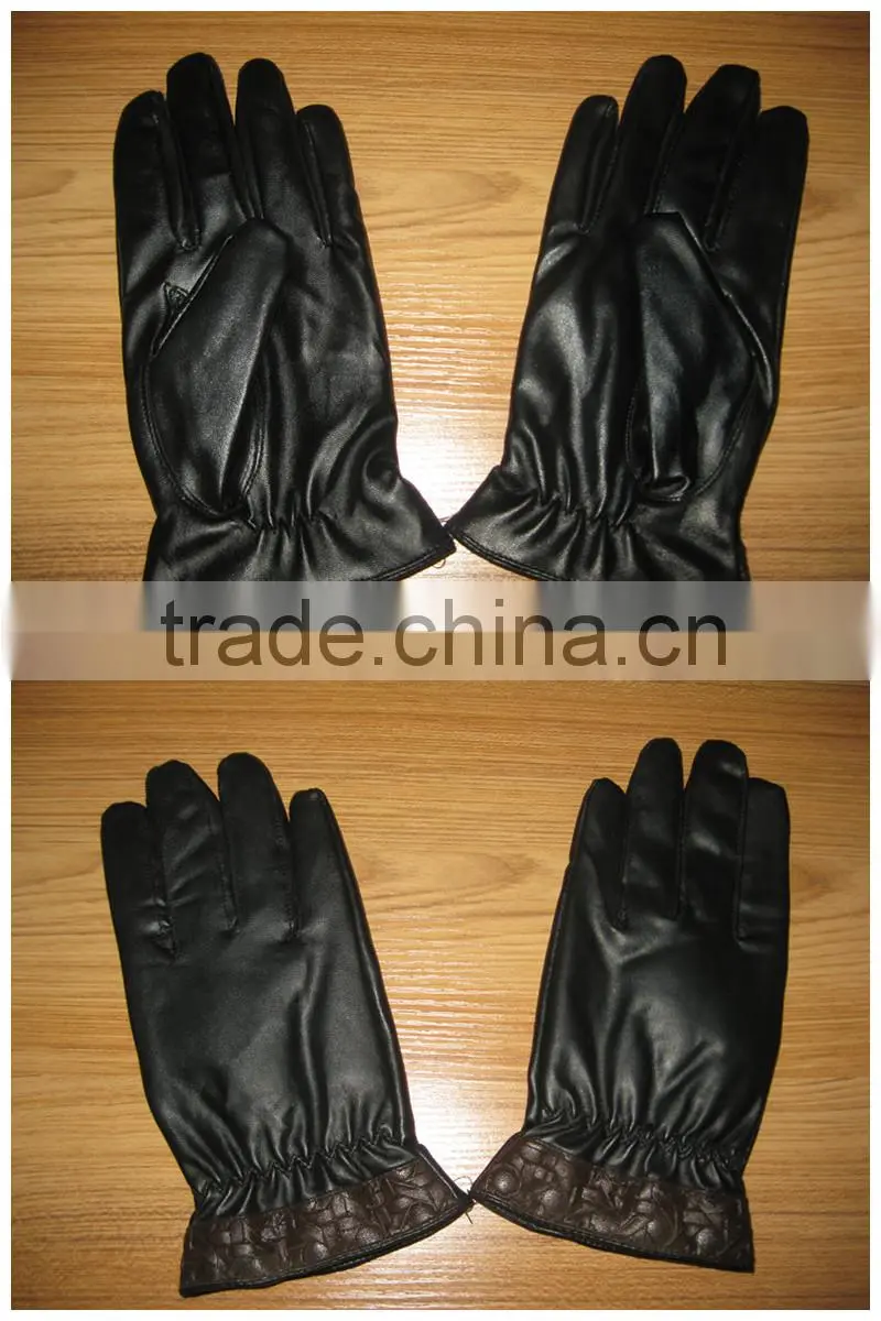 Ladies long black leather gloves sheepskin gloves