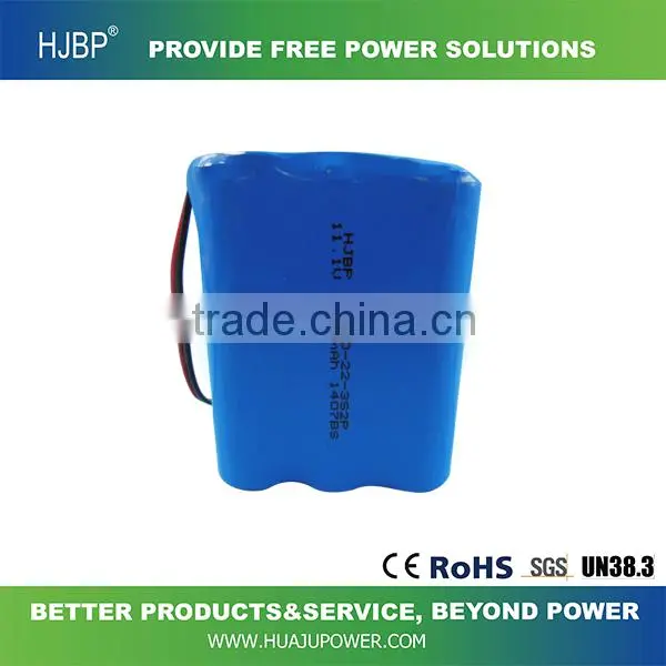 china factory high quality favorable price OEM design HJBP 3S2P 4400mah 12v 18650 li-ion lithium battery with PCM