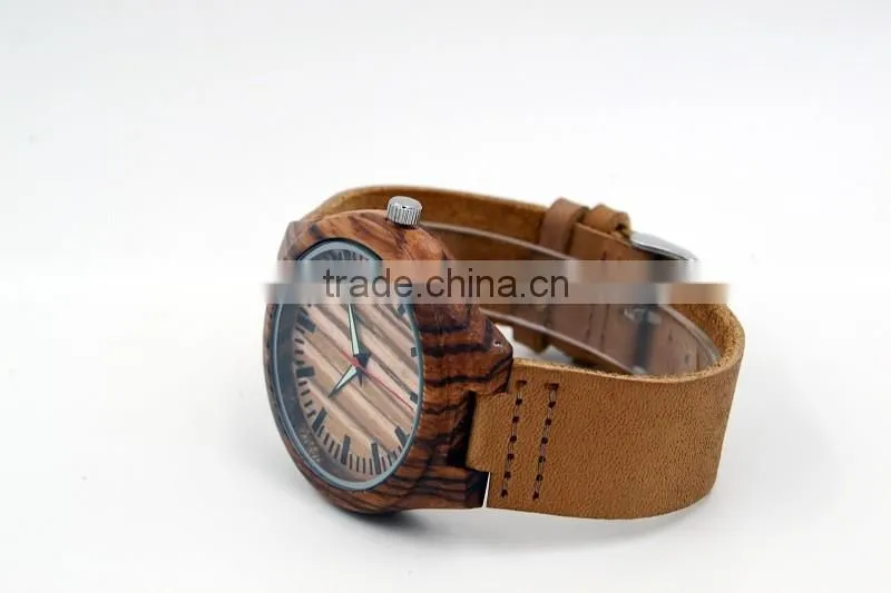 Hot sale cheap wooden watch leather strap watch mens watches natural wooden wrist watch for men or women