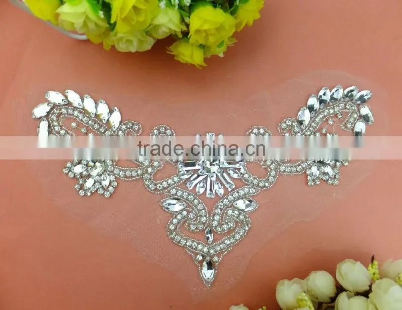 Bling Bling Clear Glass Stone Embroidery Sew on Rhinestone Patch