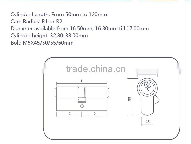 Europe round double open door lock cylinder