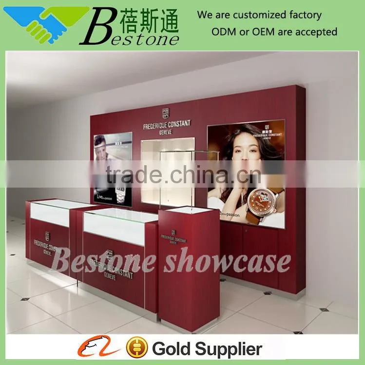 Glass showcase wooden watch display, wood watch display case