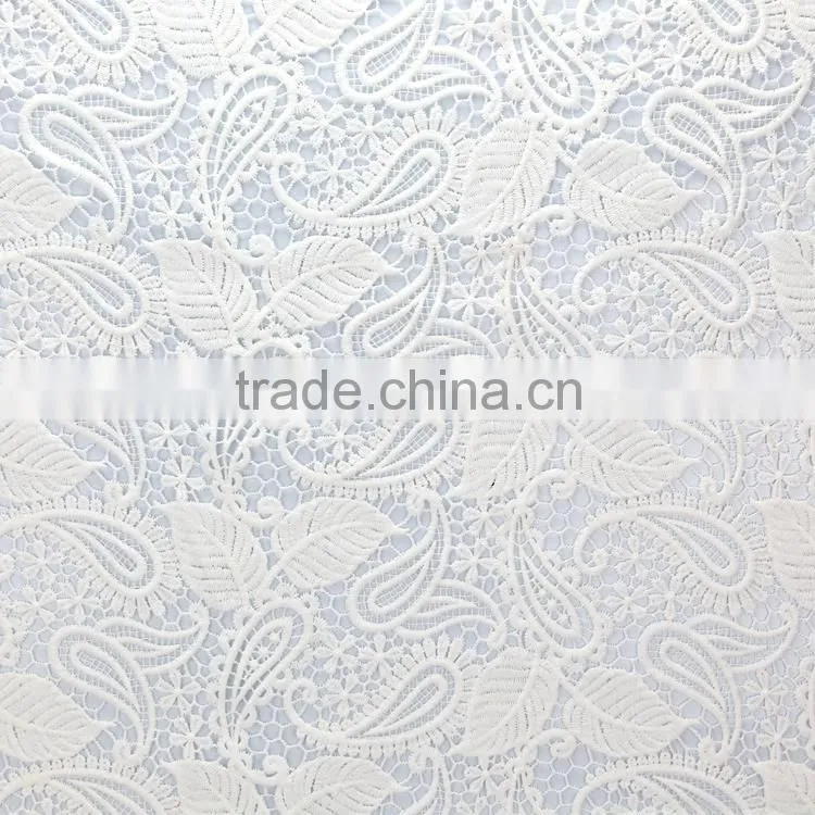 Top quantity new product leaves pattern bulk white dress making indian embroidery fancy laces fabric
