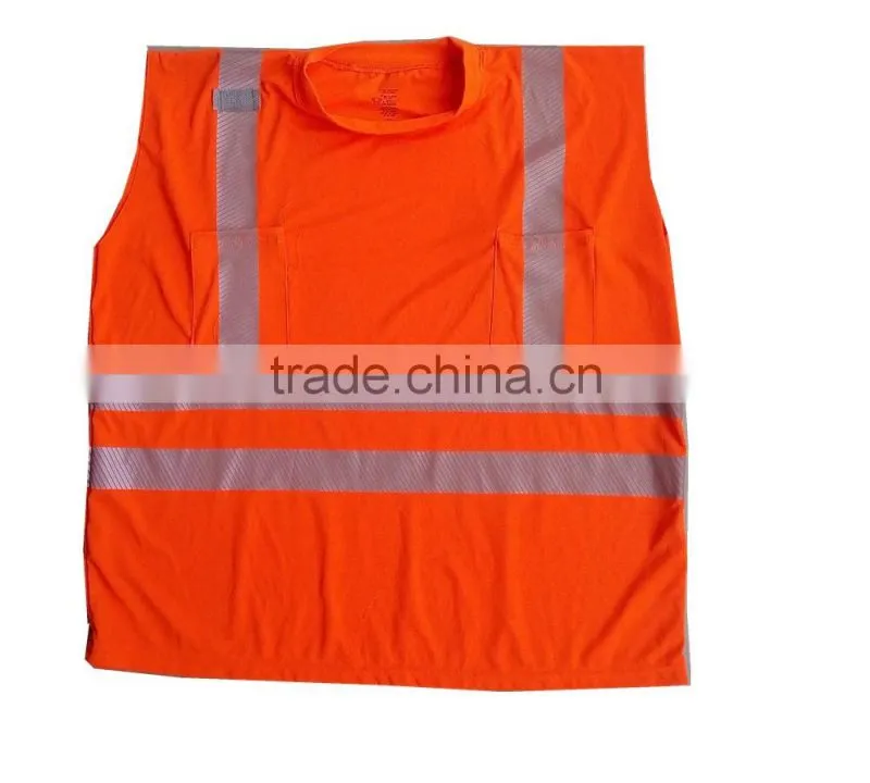 red mesh fabric hi visibility reflective T-shirt without sleeve