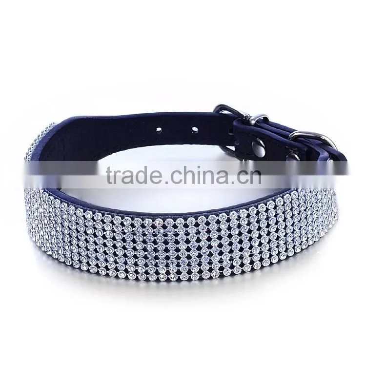 Pet supplies wholesale imitation leather mesh diamond pet dog collar