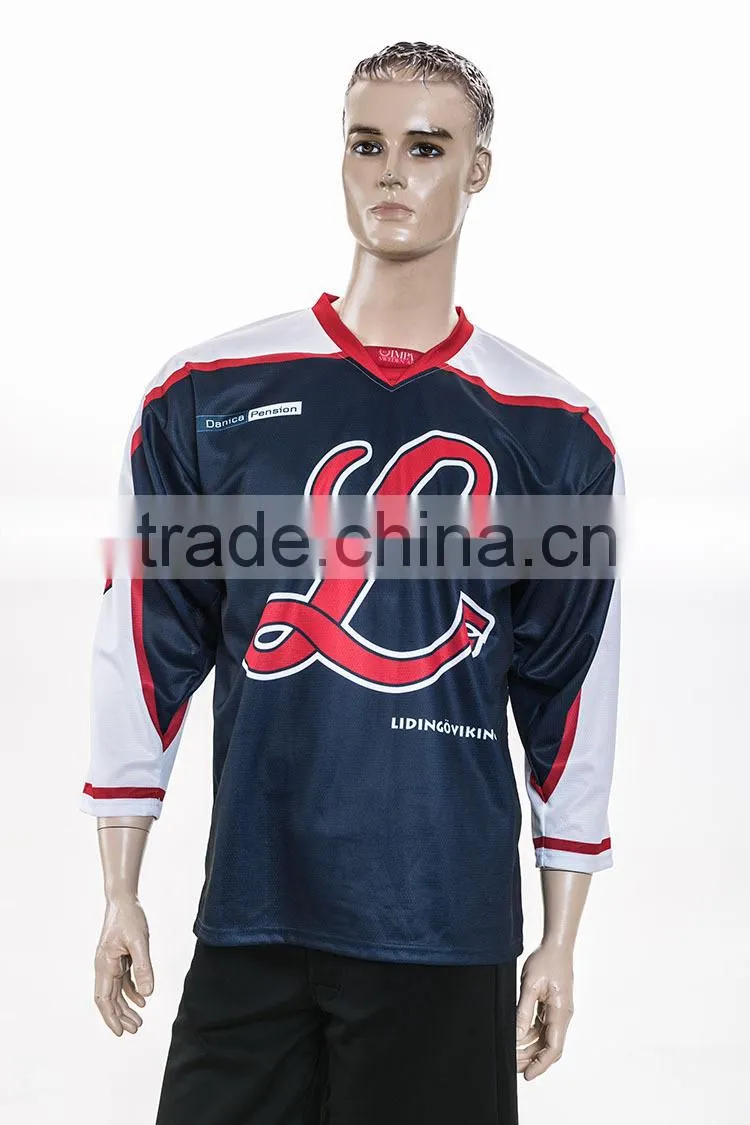 polyester cotton fluorescent nice contrast color sublimation t shirt hockey