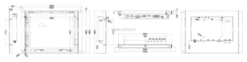 9.7 Inch 4:3 Open Frame Touch IPS KIOSK LCD Monitor with 5 Wires Resistive