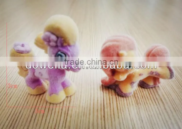 lovely collective plastic flocked animal horse toy for kids