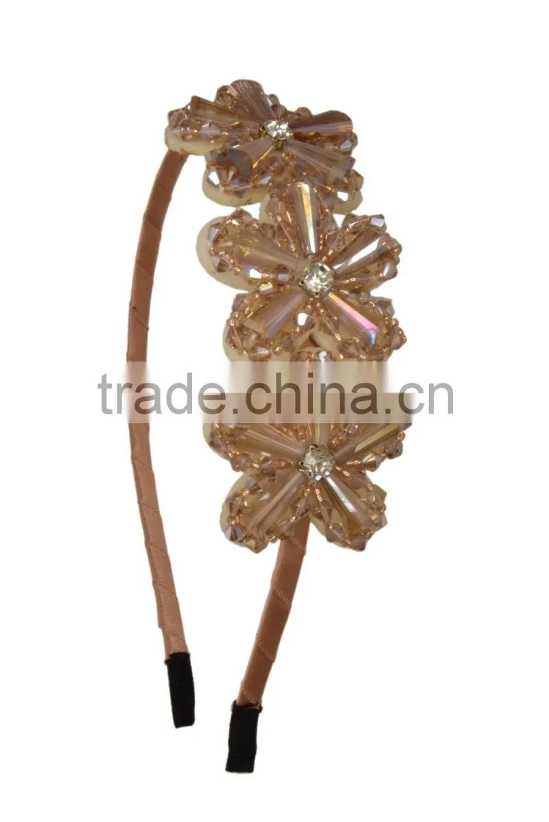 Triple Beaded Flowers Hairband/Heanband