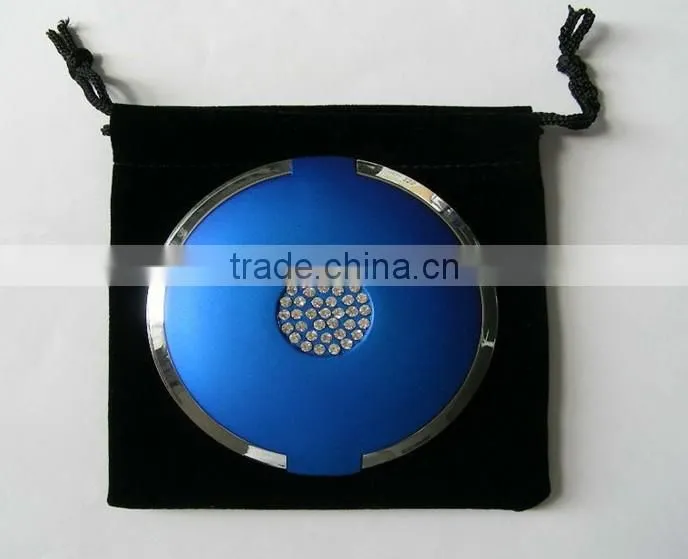 square double side diamond decorated travel mirror