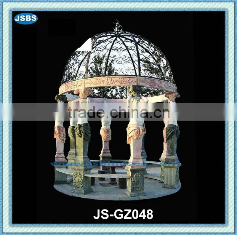 outdoor large marble patio gazebo with figure statue