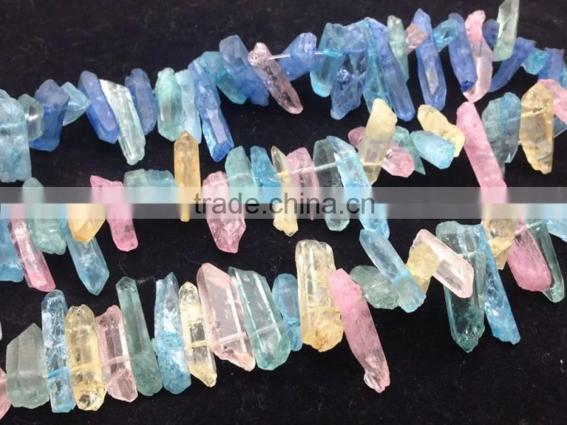 High quality natural citrine color quartz crystal point pendant beads AB quartz