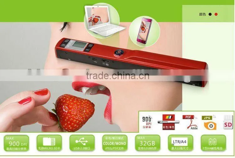 Handheld wireless color scanner pen with 900DPI