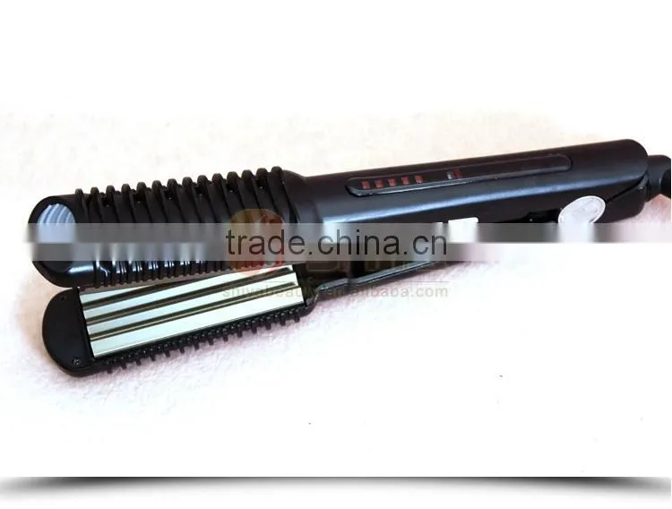 2015 new products hair dressing tools 2 in 1 LCD and lED unite flat iron hair straightener titanium SY-869