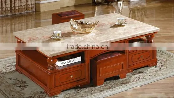 Multifunctional acrylic coffee table with chair and drawer