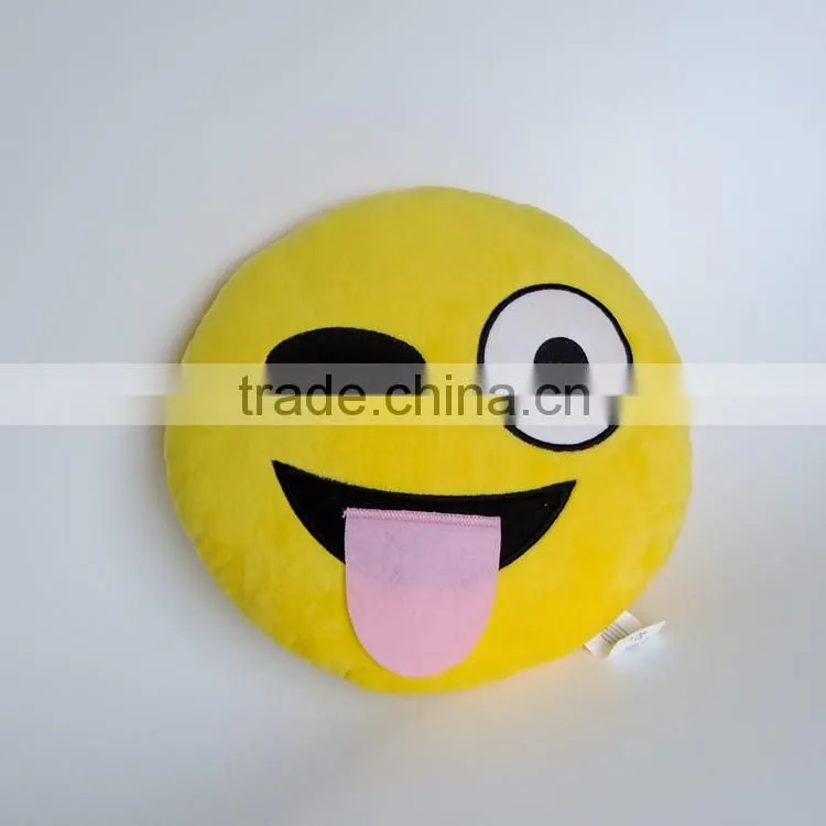 Cute Emoji Smiley Yellow Pillows Cushions Cartoon Face Round Emoji Pillow Decorative Pillows Stuffed