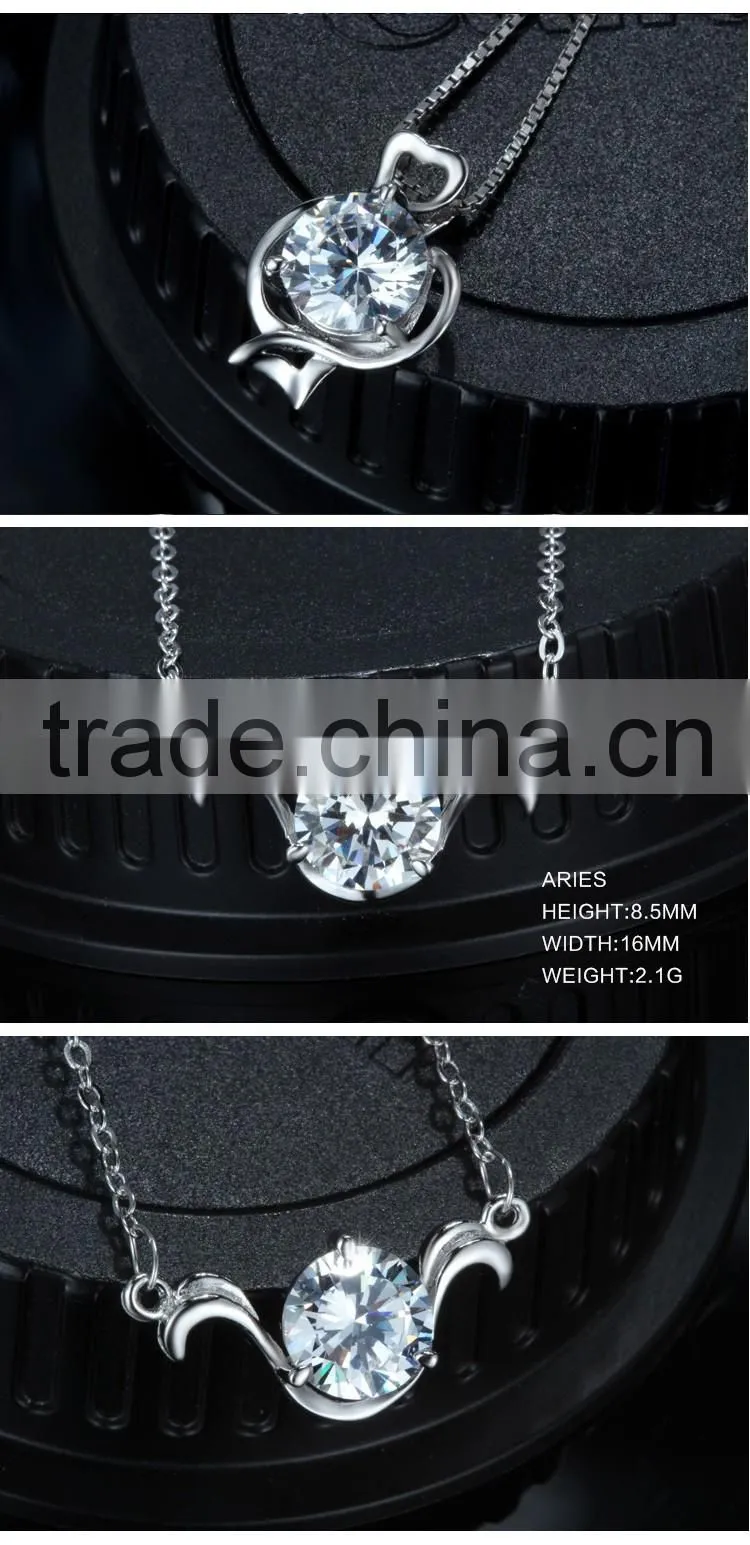 12 constellations 925 Sterling Silver pendant jewelry cubic zircon pendant