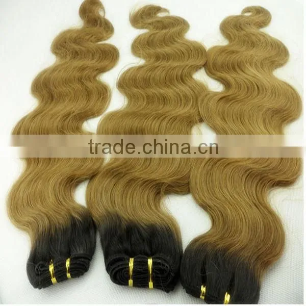 Hot sell two color virgin brazilian hair extension ombre hair extension