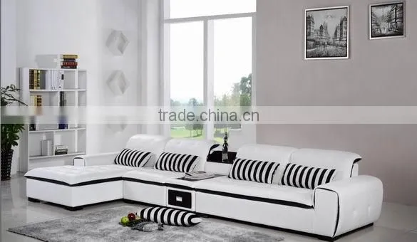 Modern100% First Layout Cow leather Sofa 3m White High Quality Sofa Sets AL112