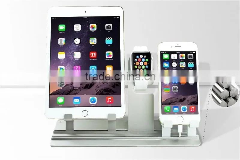 2015 Multifunction Aluminum metal charging dock for apple watch, dual purpose stand for apple watch & iphone