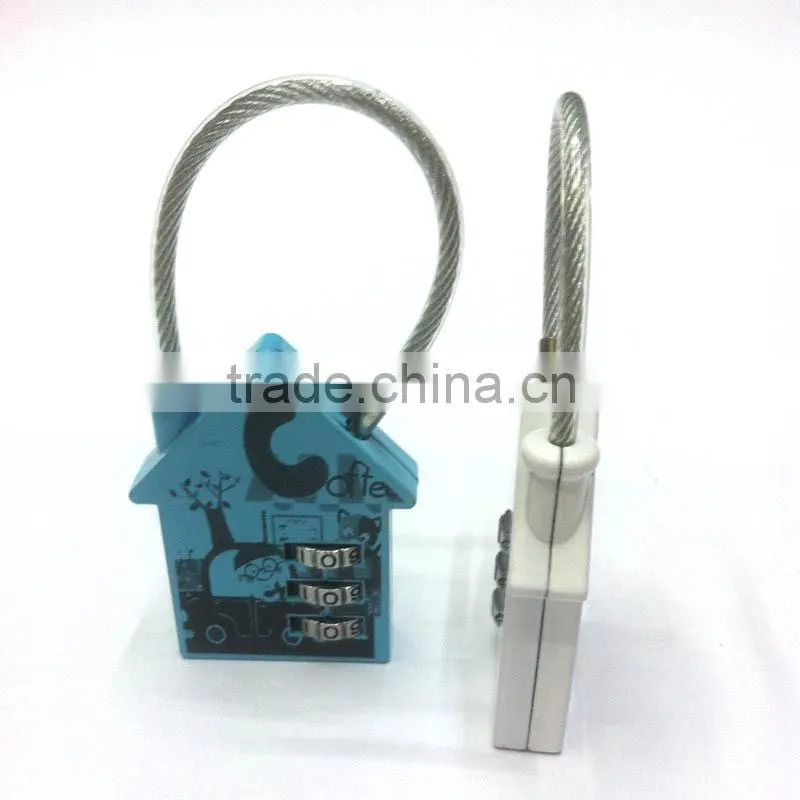 School Lovely Locker House Shaped Cable Combination Padlock