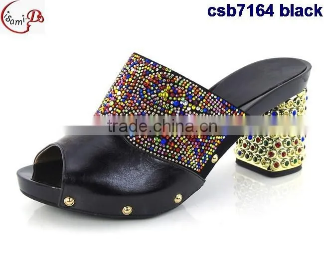CSB7164 new fashion italian design high quality hot selling lady sandals with multi color stone for women