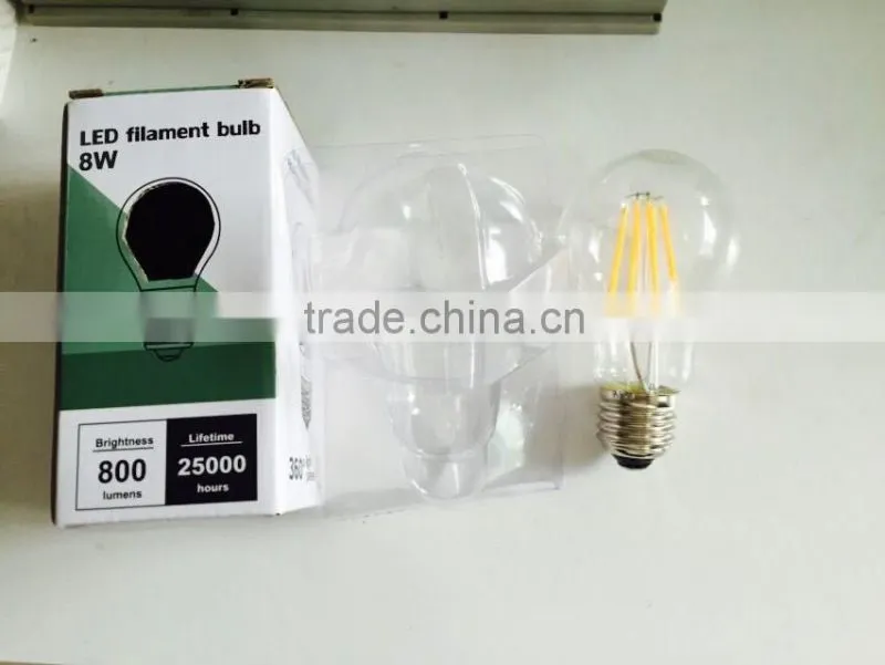 4W 6W 8W E26 E27 B22 dimmable led filament bulb light with TUV CE ROHS UL