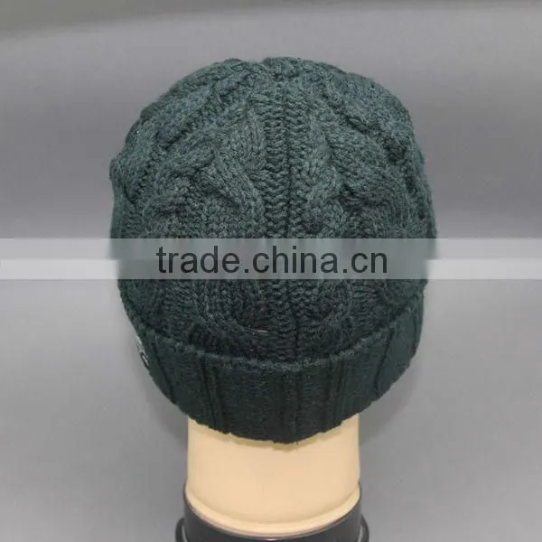 KNIT CABLE BEANIE WITH VISOR