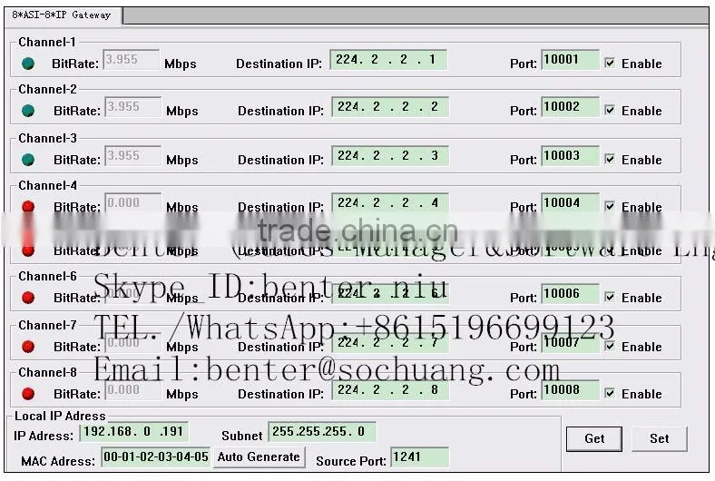 ASI*8-IP*8MPTS Gateway (8ASI-to-8IP,multicast,Gigabit)