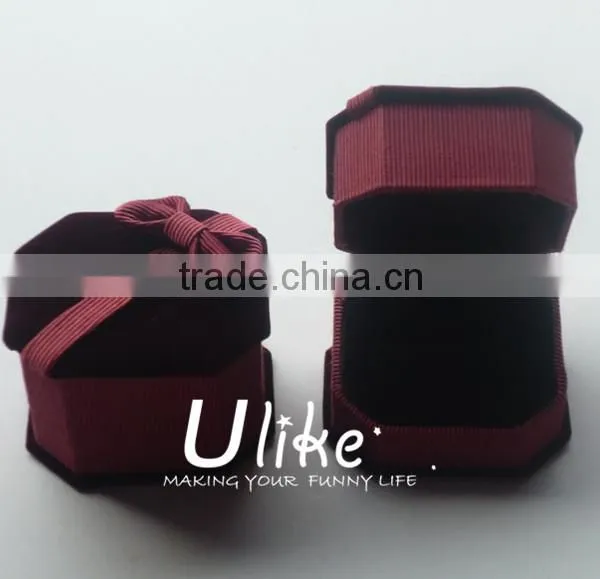 beautiful velvet red jewelry ring gift box with bowknot ring jewelry box velvet double ring box wedding items