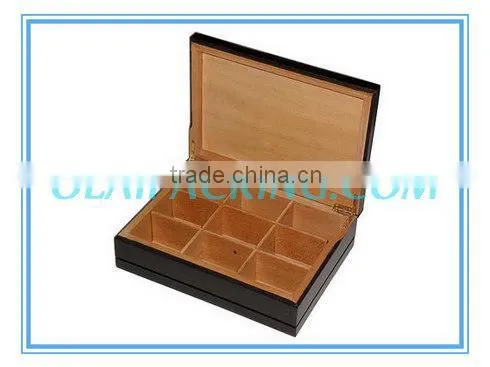 Hot black handmade wooden tea display box with cup