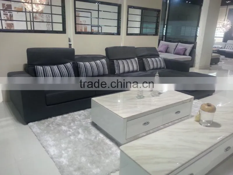 Button Tufted Black Big Business Sofa Design for Living Room