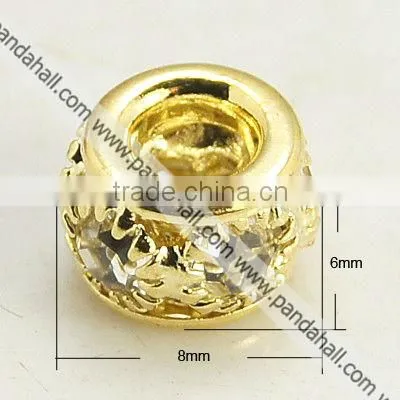 Brass Rhinestone Beads, Rondelle(RB-B071-8mm-A01G)